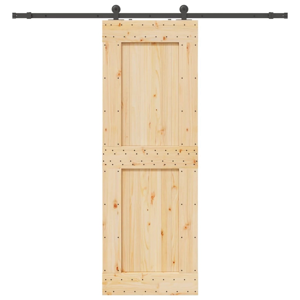 Porta scorrevole NARVIK Naturale e Nero 80 x 210 cm (213,5 cm) 3445318