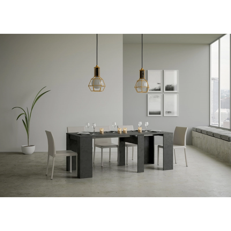 Consolle allungabile 90x40/308 cm Basic - Antracite Spatolato