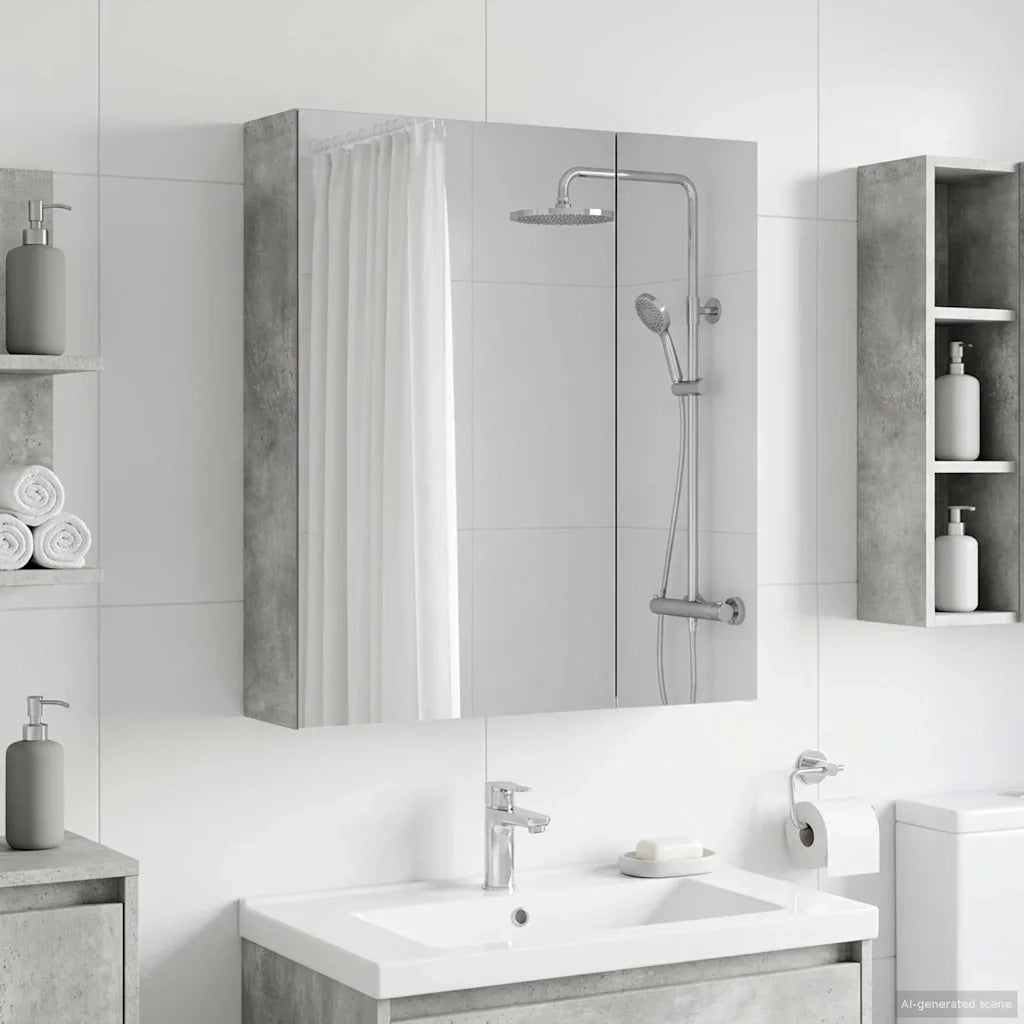Mobiletto per specchio da bagno con lo scaffale Grigio cemento