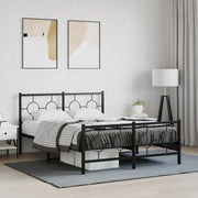 Giroletto con Testiera e Pediera-Struttura Letto Metallo Nero 140x190 cm 582602