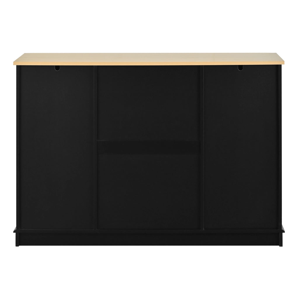 Madia 126x40x86 cm con 3 cassetti e ante; MDF nero