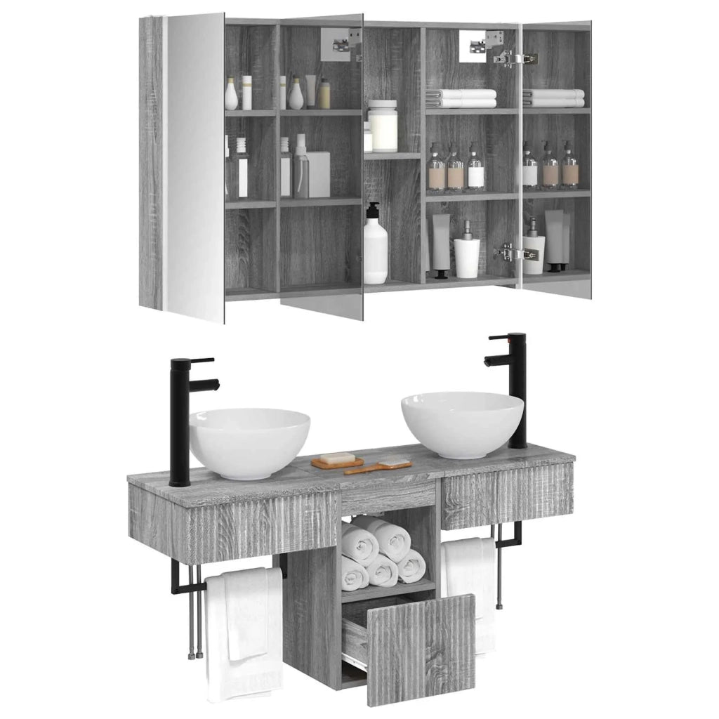 Set di Armadi da Bagno 4 pcs Sonoma grigio 103,5 x 15,5 x 70 cm 3406268
