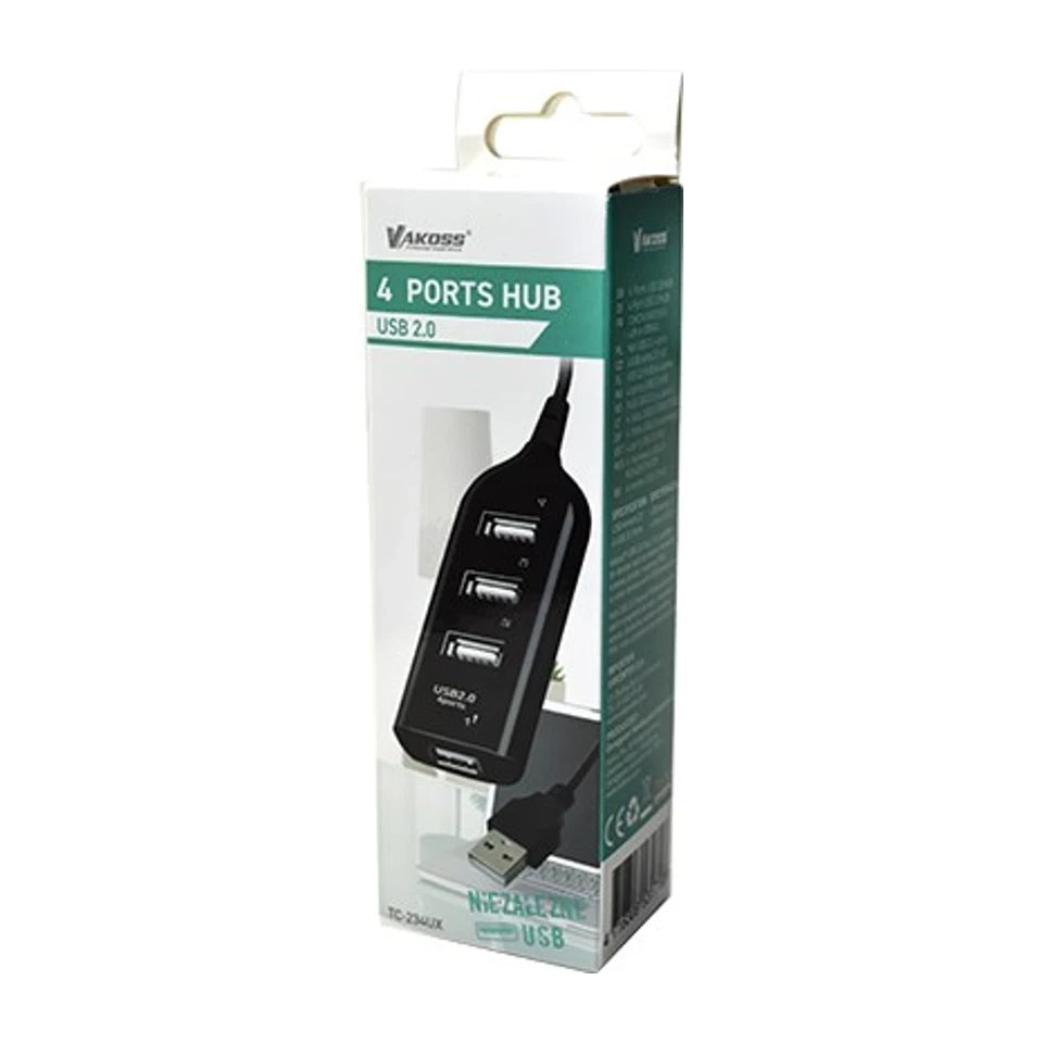 Vakoss TC-234UX hub di interfaccia USB 2.0 nero