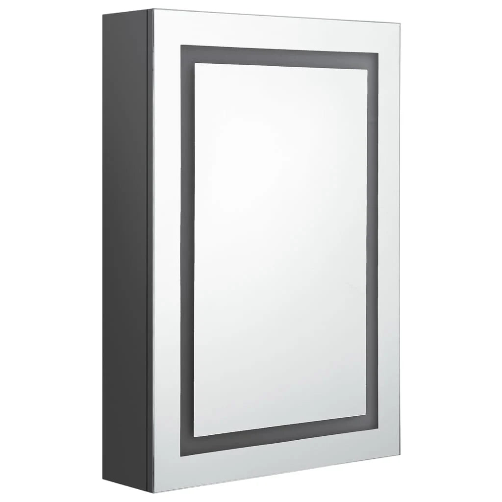 Mobiletto da bagno con specchio LED 50 x 13 x 70 cm grigio 02_0006595