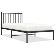 Letto singolo | Letto per adulti | Giroletto con Testiera in Metallo Nero 90x200 cm