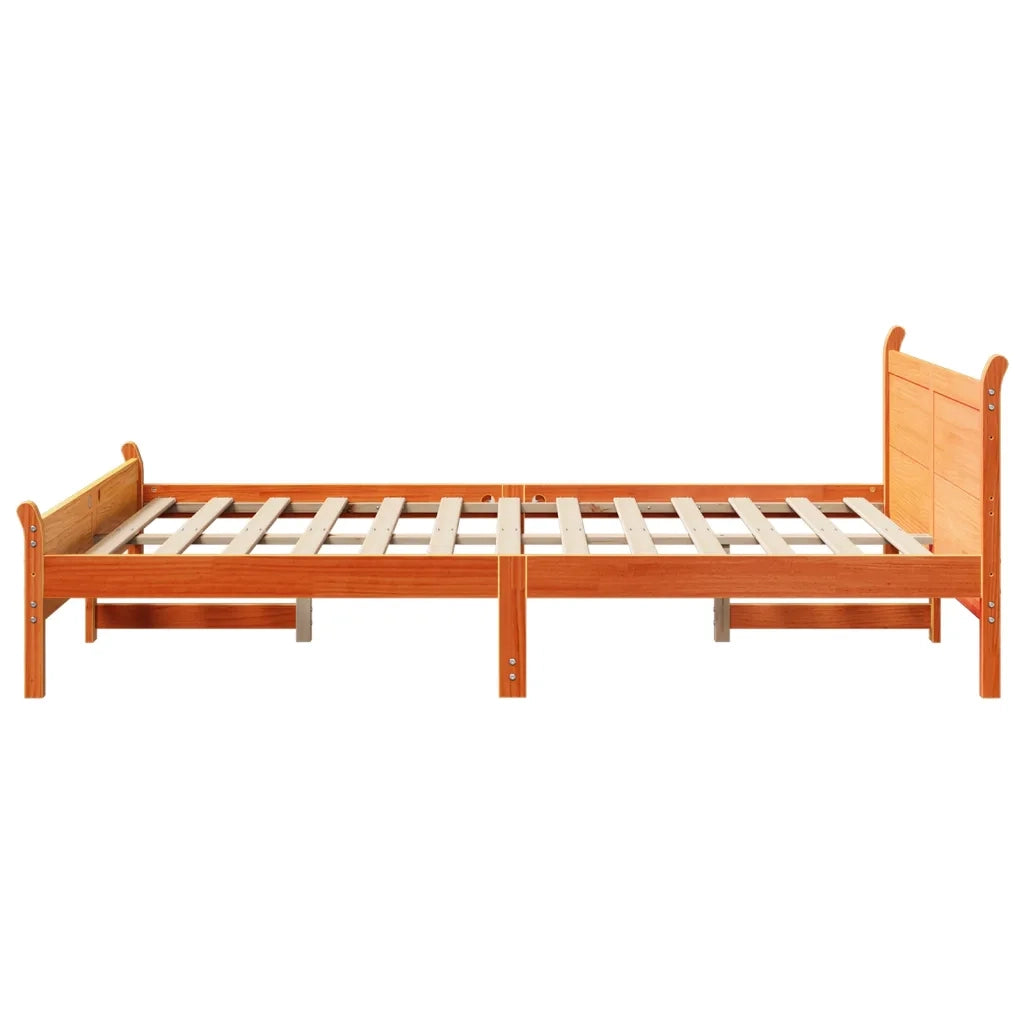 Letto senza Materasso Marrone Cera 150x200 cm in Legno di Pino 855590