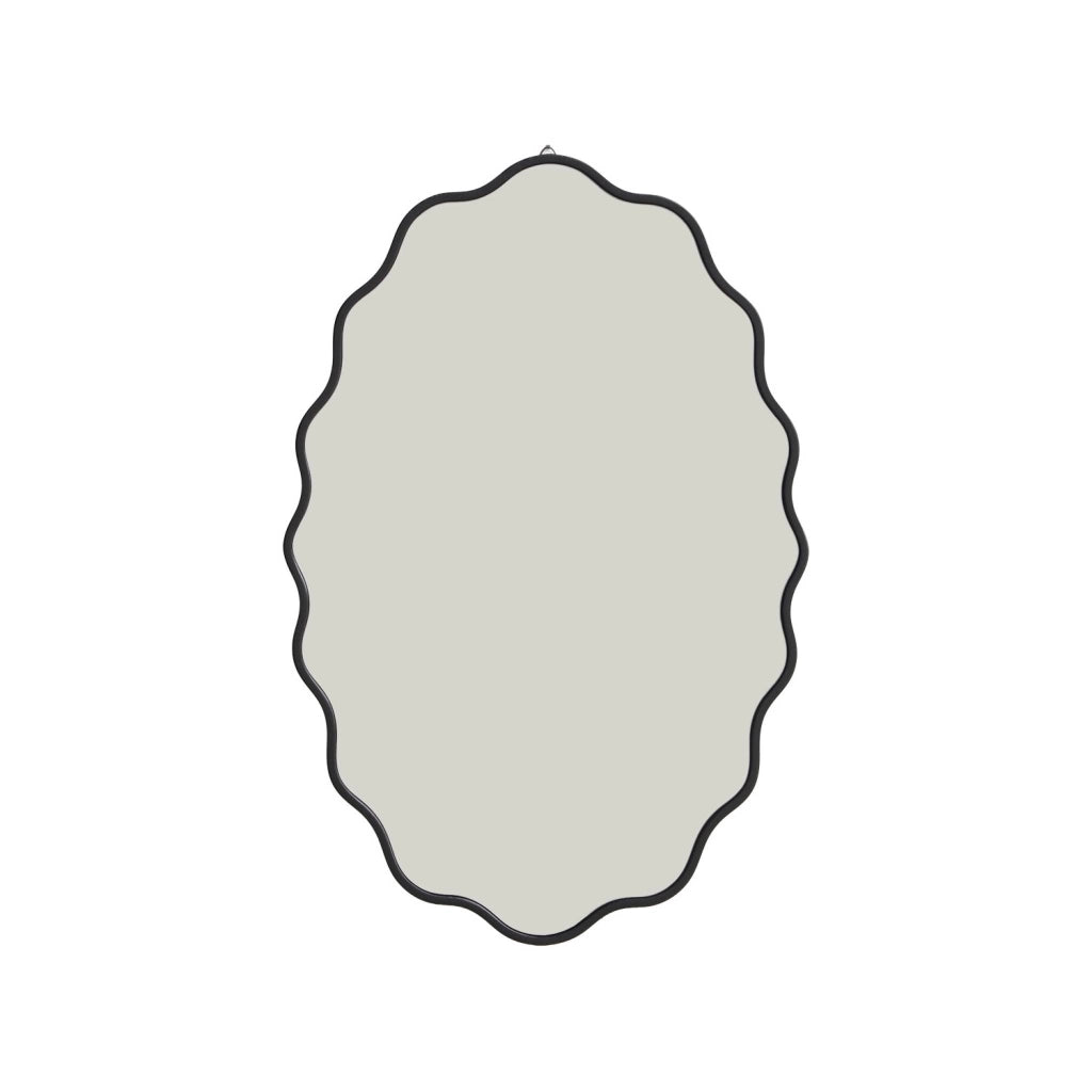 Specchio in legno dal design organico, 90 cm, nero