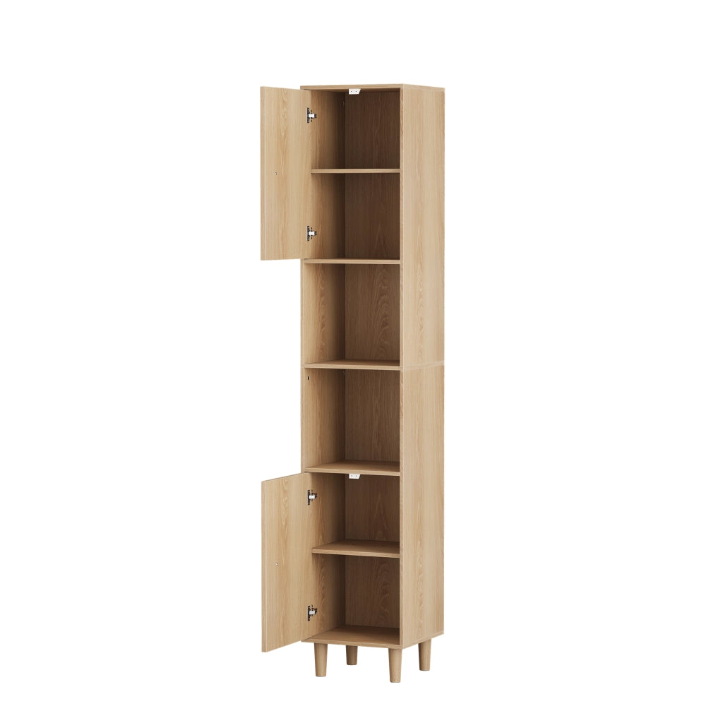 ARMADIO Alto 32x30x169 cm MDF Rovere con ante e ripiani aperti