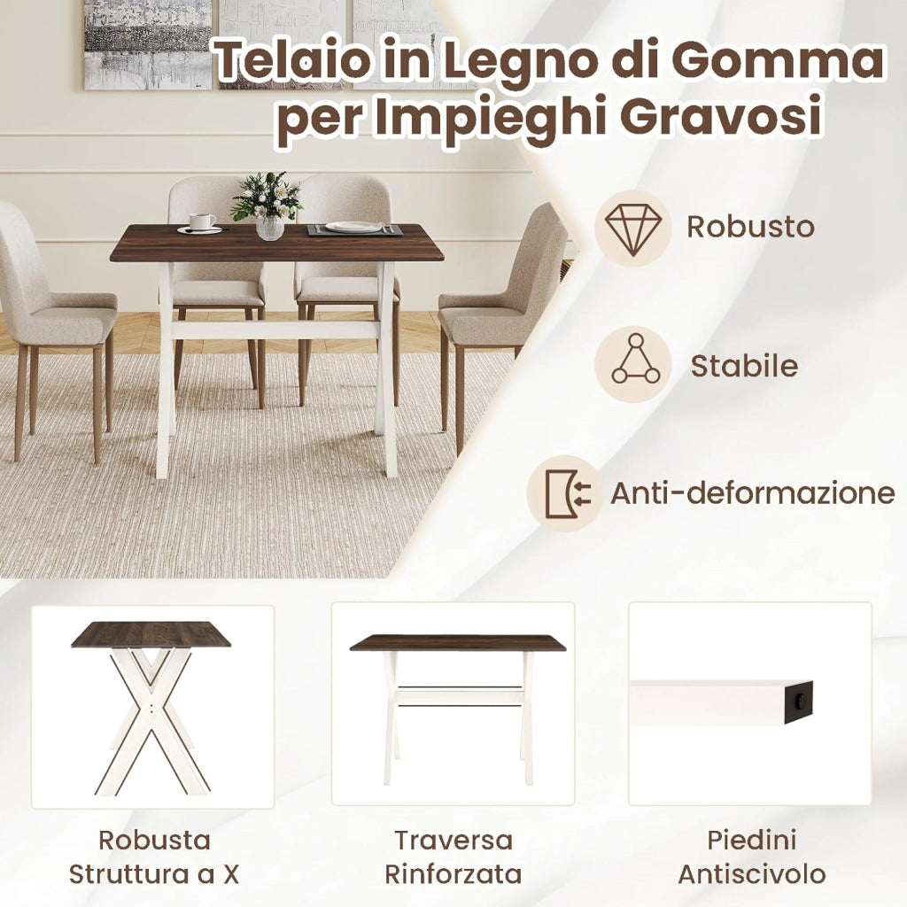 Tavolo da Pranzo per da 110 cm per 4-6 Persone, Tavolo Rettangolare in Legno con Piano Testurizzato in Effetto Legno, Tavolino Cucina per Soggiorno e Ufficio, 110 x 71 x 76 cm