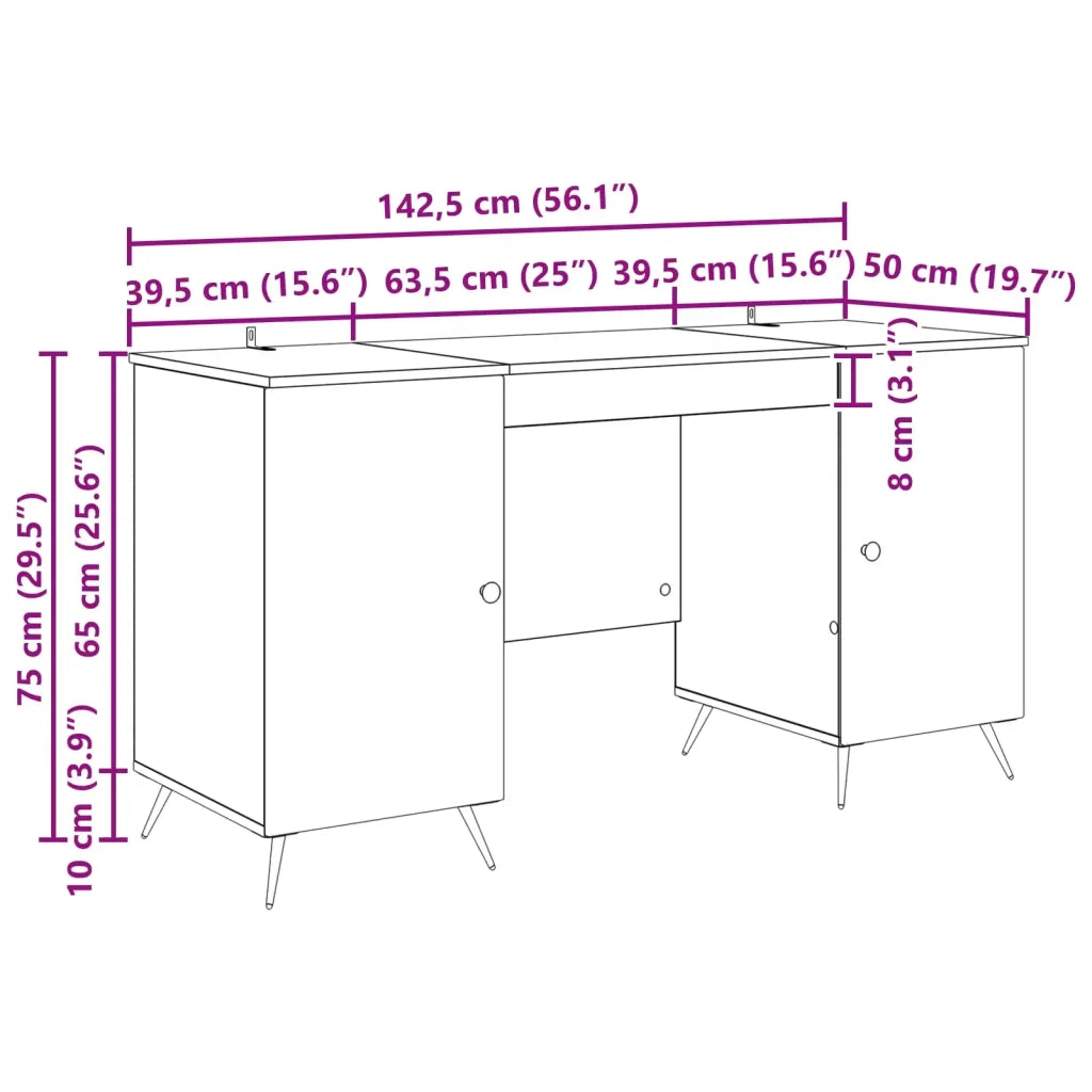 Scrivania Nero 142,5 x 50 x 75 cm Legno ingegnerizzato 3414631