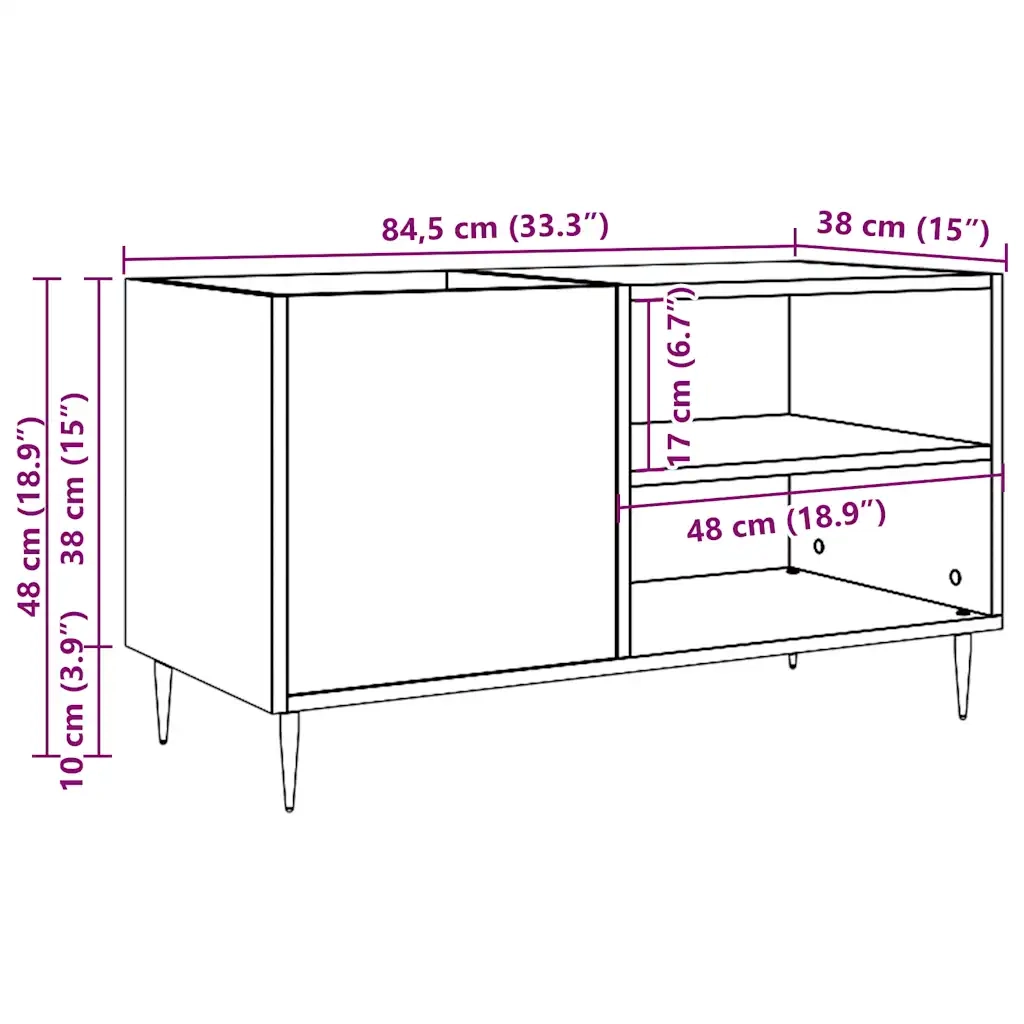 Mobile Porta Dischi Legno Antico 84,5x38x48cm Legno Multistrato 857240