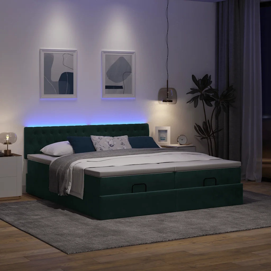Struttura Letto Pouf con Materassi 160x200 cm Velluto