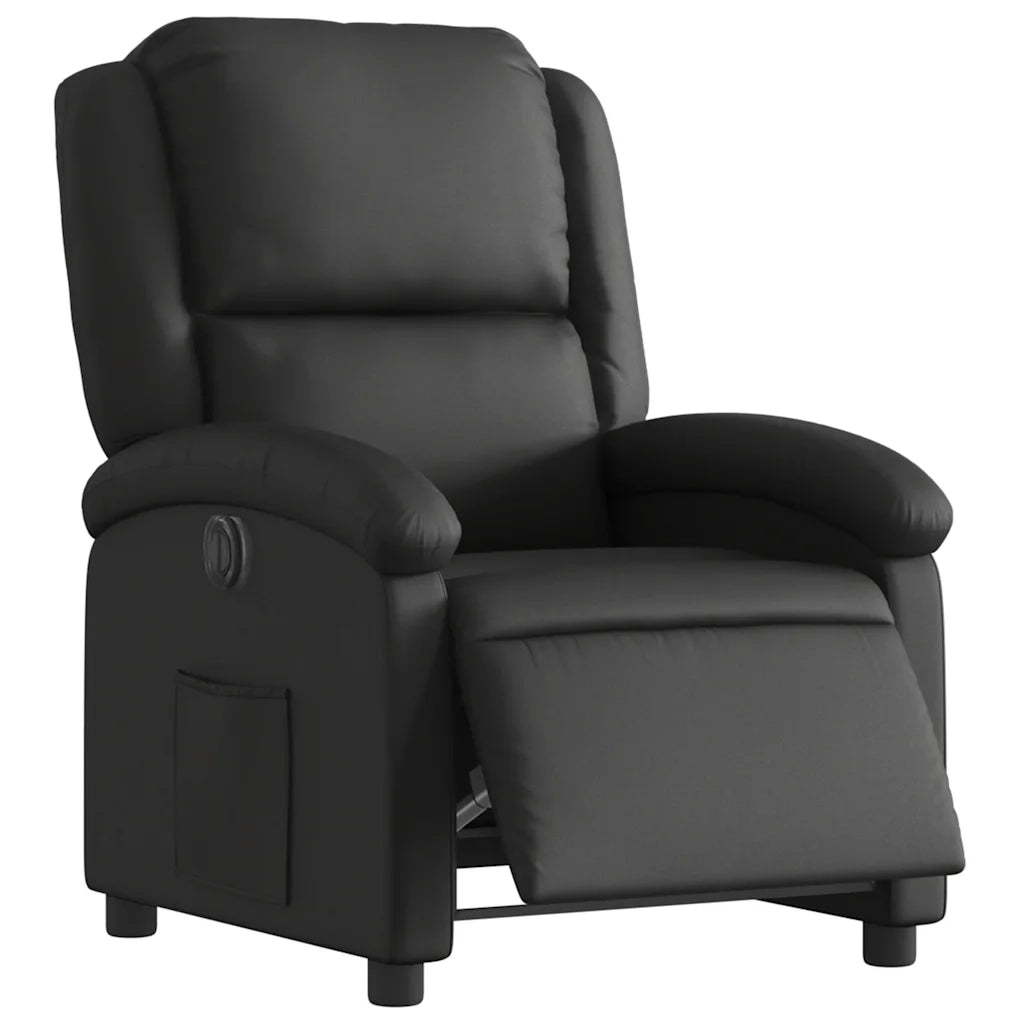 Poltrona Reclinabile Elettrica Nera in Vera Pelle 3204254