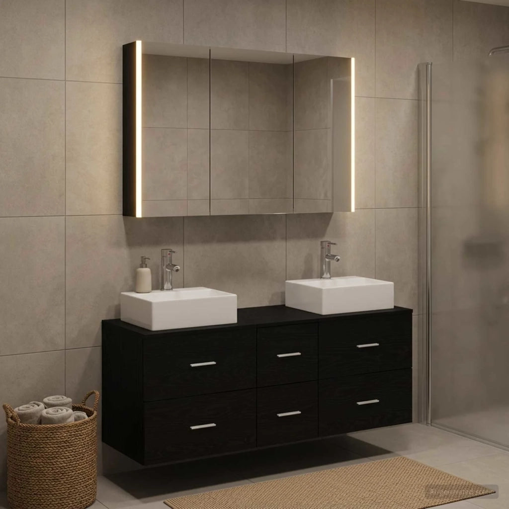 Set di mobili per il bagno 4 pcs Rovere Nero 3406824