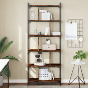 Libreria Rovere Fumo 6 Ripiani 76x32x192 cm Legno Multistrato 833947