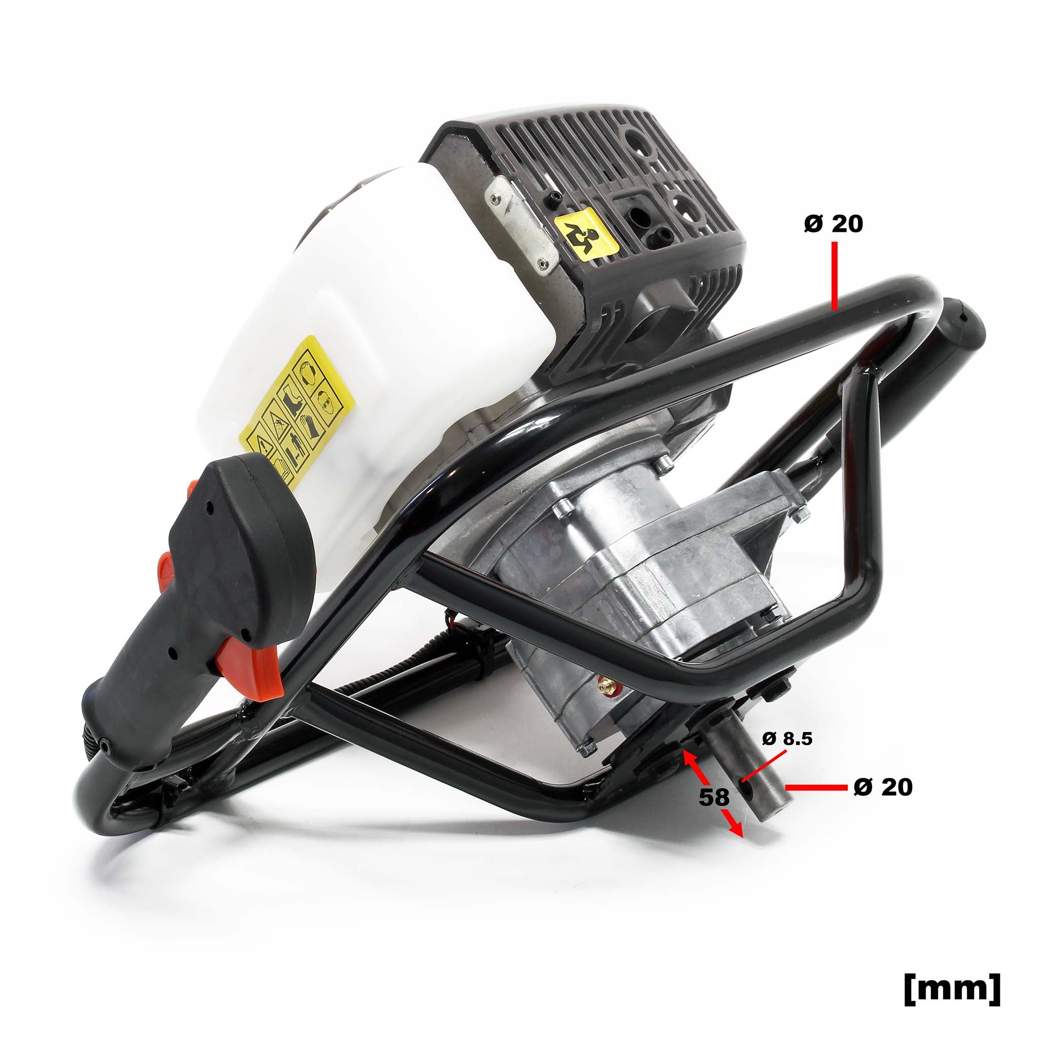 Mototrivella a benzina, motore a 2 tempi 1,9 cv 1,4kW 52ccm, con punta elicoidale Ø150mm