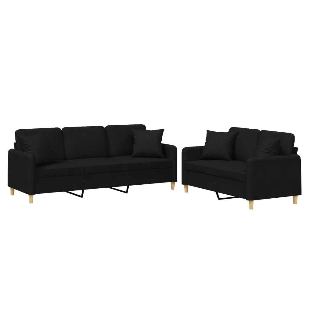 Set Divani 2 pz con Cuscini Nero in Tessutocod mxl 107207