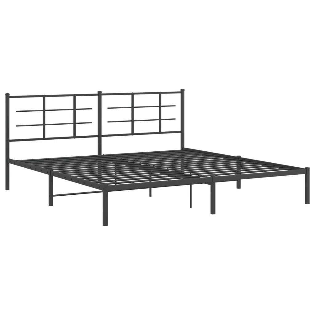 Giroletto con Testiera-Struttura Letto con testiera in Metallo Nero 193x203 cm 201781
