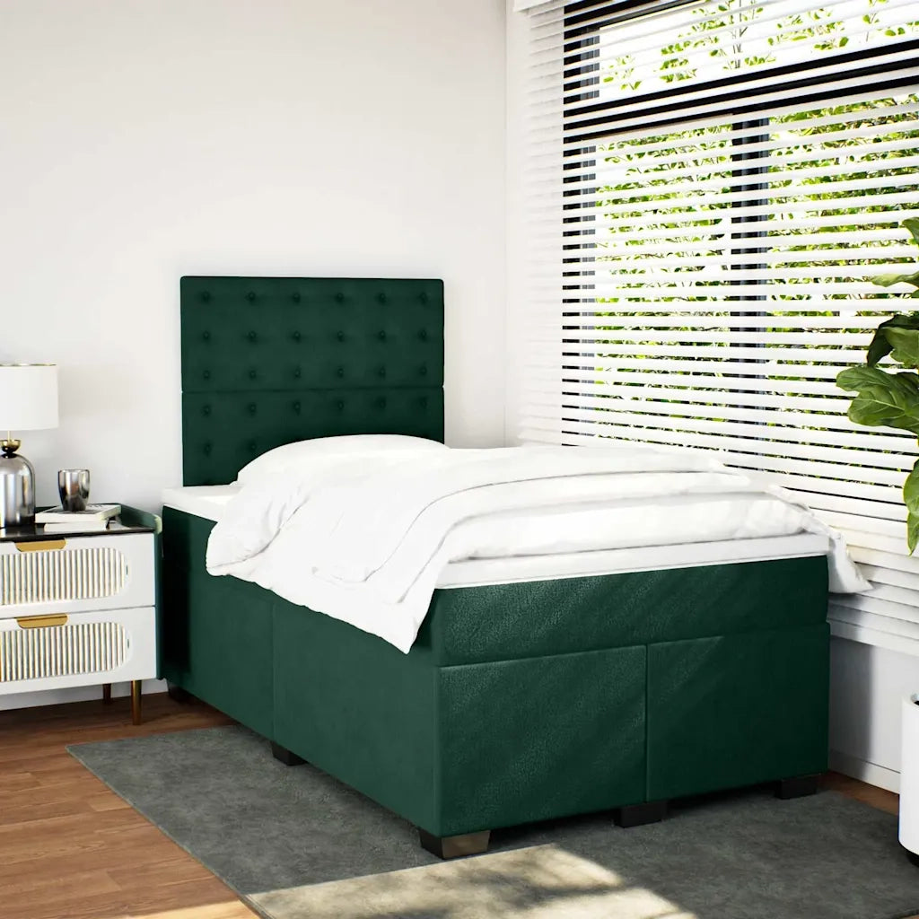 Giroletto a Molle con Materasso Verde Scuro 120x200 cm Velluto