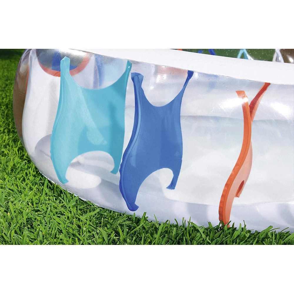 Trade Shop - Piscina Ovale Gonfiabile 229x152x51 Cm Bordi Spessi Per Famiglia Bambini Estate -