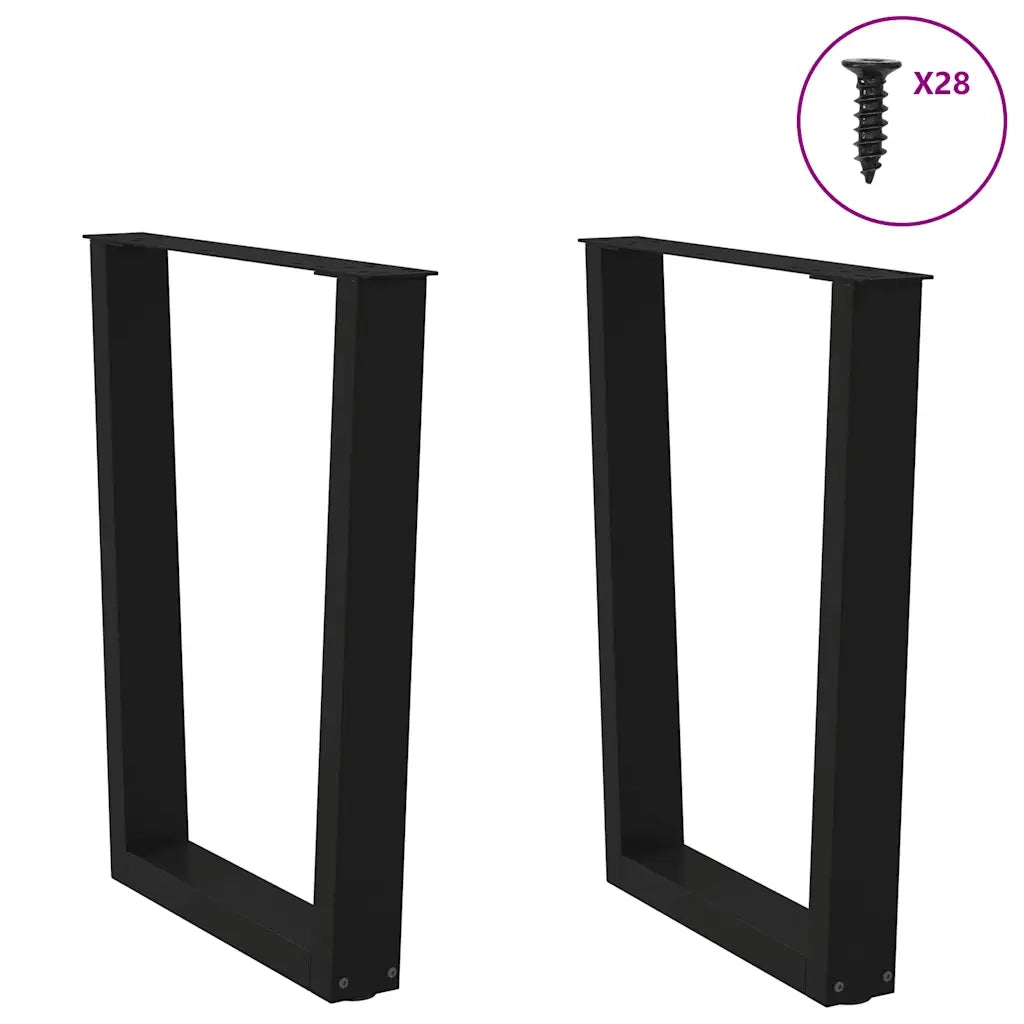 Gambe per tavolo da pranzo a forma di V 2 pz nere 70x(72-73,3) cm in acciaio