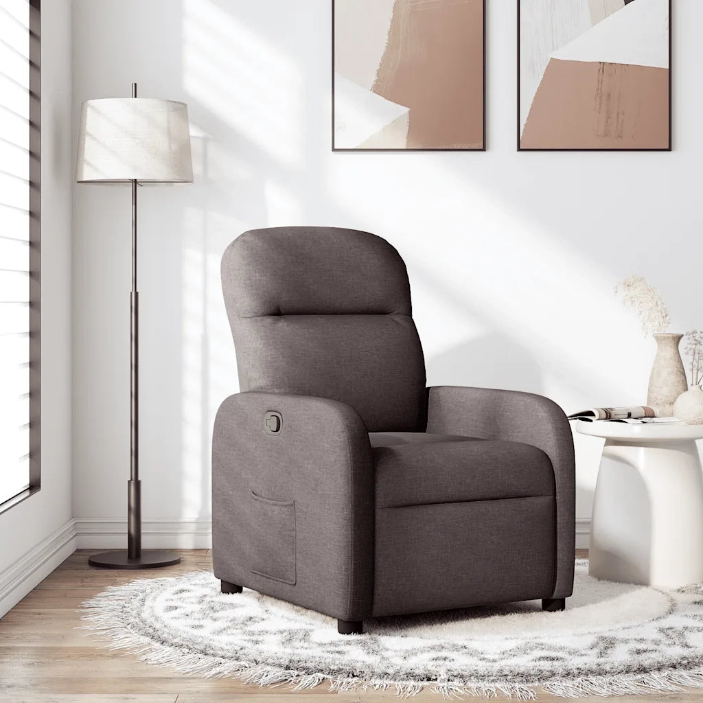 Poltrona Reclinabile Marrone Scuro in Tessuto 4015527