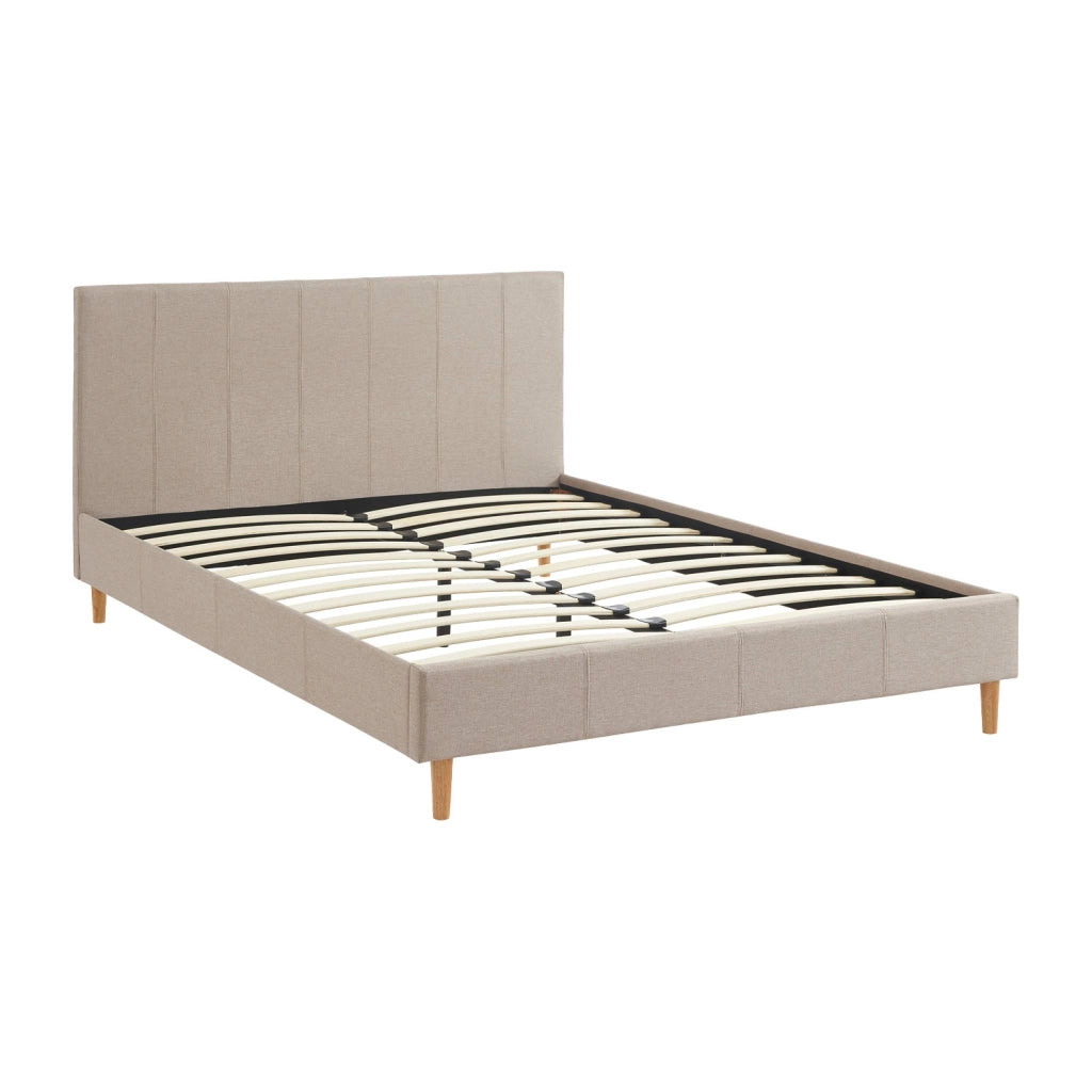 Struttura letto con rete a doghe e testiera 140x190cm, tessuto