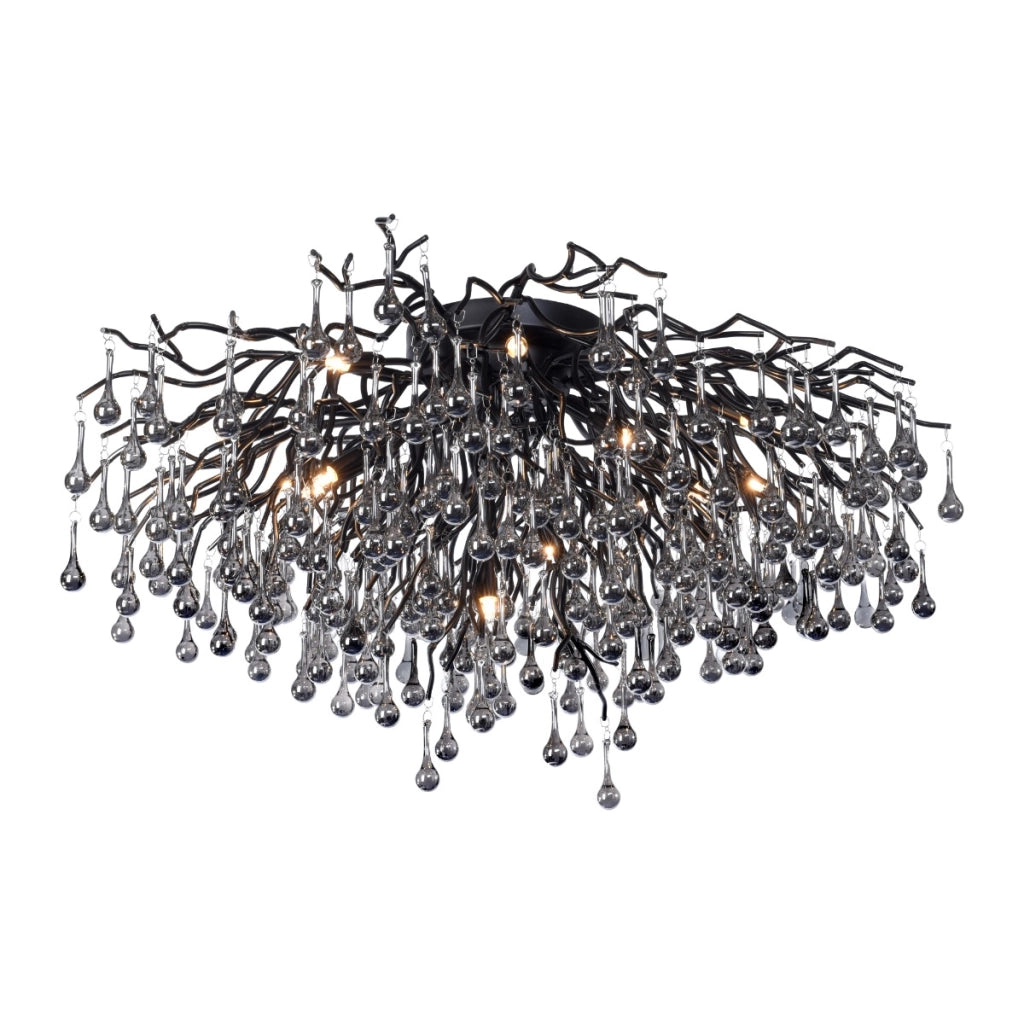 Plafoniera ICICLE vetro fumé nera 14xG9 Paul Neuhaus