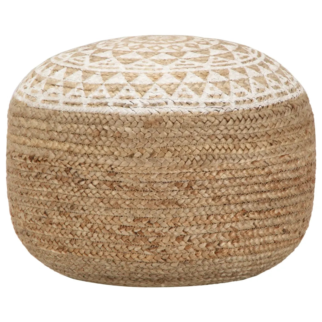 Pouf Lavorato a Mano Bianco 45x30 cm in Jutacod mxl 130128