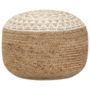 Pouf Lavorato a Mano Bianco 45x30 cm in Jutacod mxl 130128