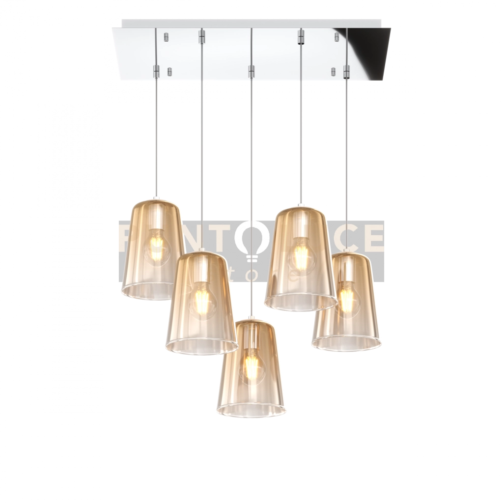 SOSPENSIONE CROMO RETTANGOLARE 5 LUCI AMBRA 1164CR-S5 R-AM