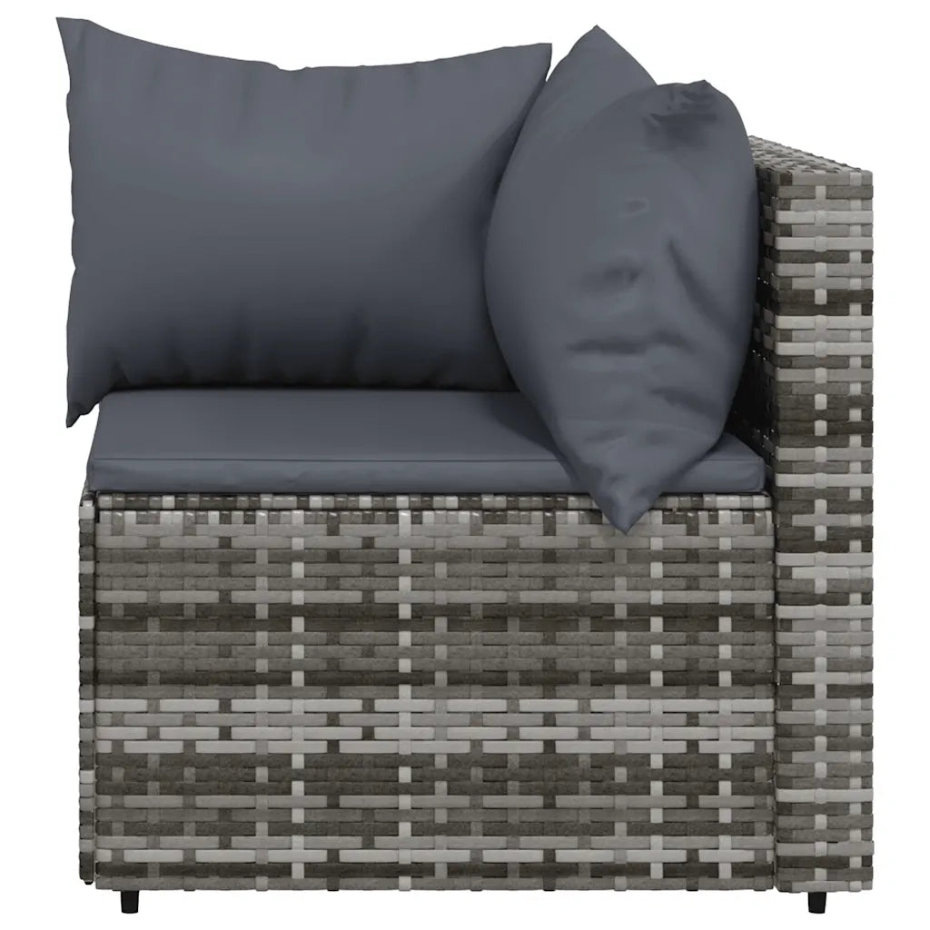 Set Divani da Giardino 4 pz con Cuscini in Polyrattan Grigio 319767