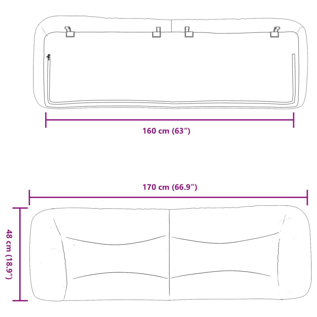 Cuscino Testiera Hvar Crema 160 cm in Tessuto CFW2719457