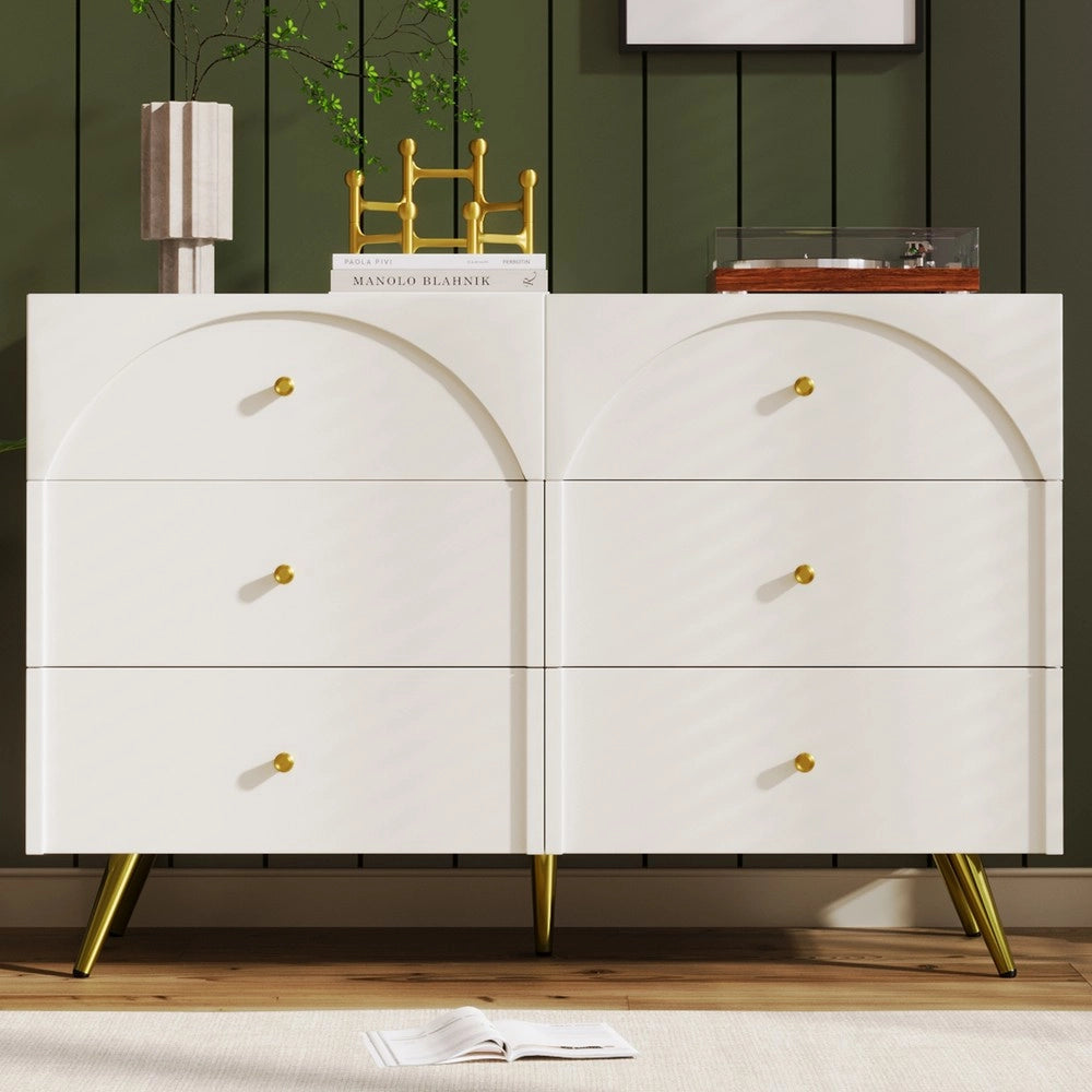 Cassettiera 6 Cassetti ¨C MINIMAL ¨C Bianco, 120x40x85 cm