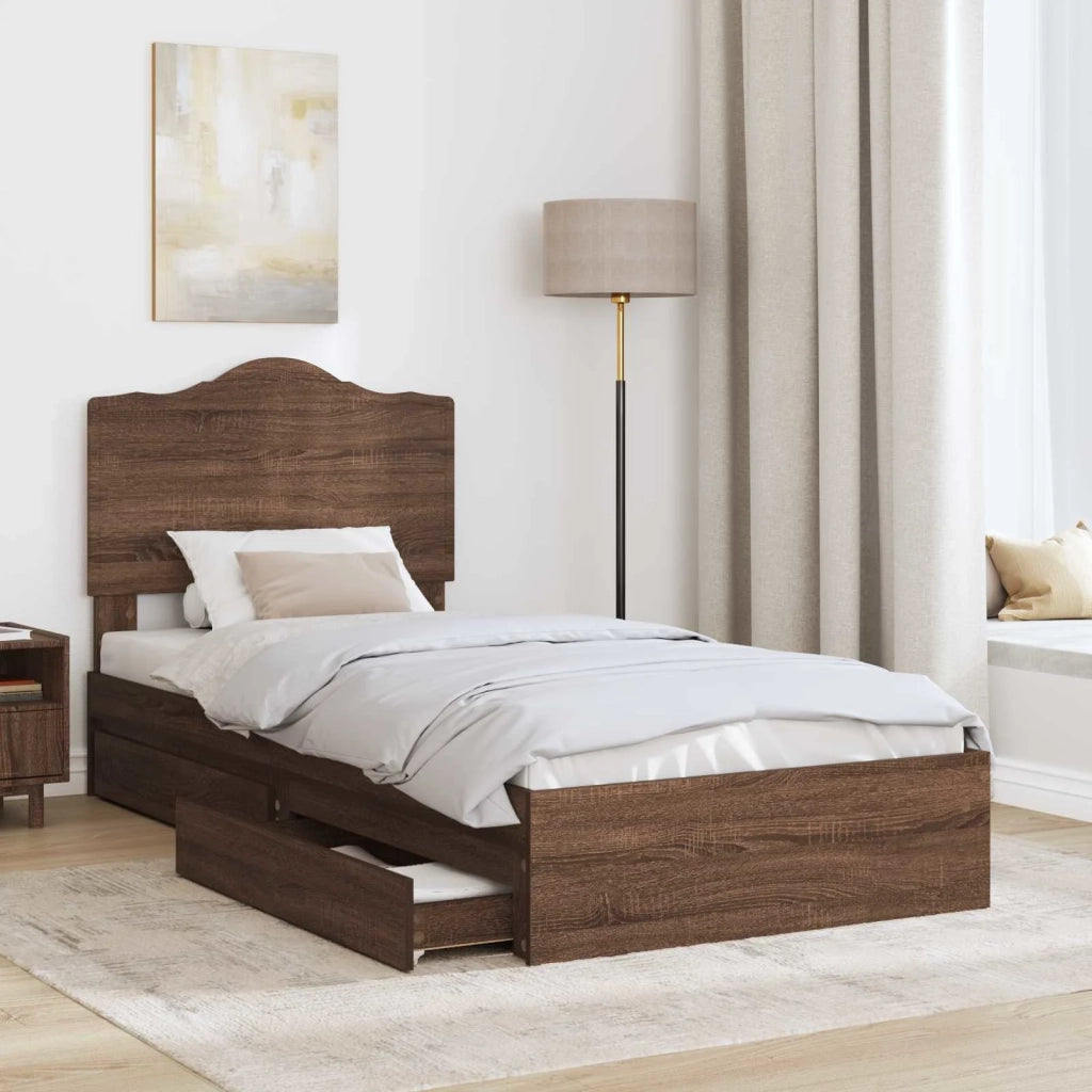 Letto con Contenitore con cassetto Rovere Marrone 70 x 190 cm