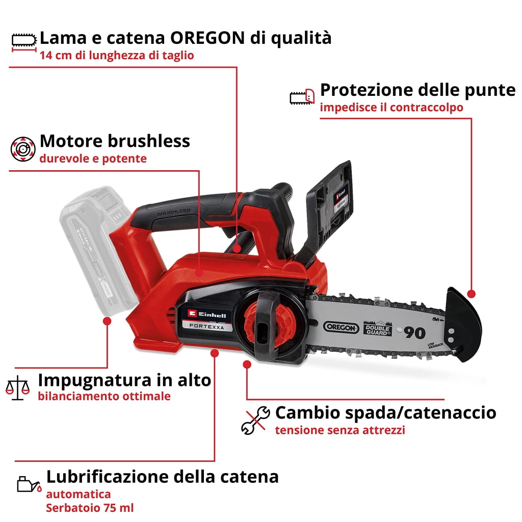 Elettrosega Batteria Fortexxa 18 a 20 Th Einhell Volt 18 Xchange Cm 20