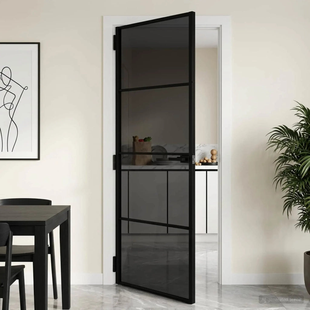 Porta Interna 76 x 201,5 cm Vetro Temperato e Alluminio 42054101