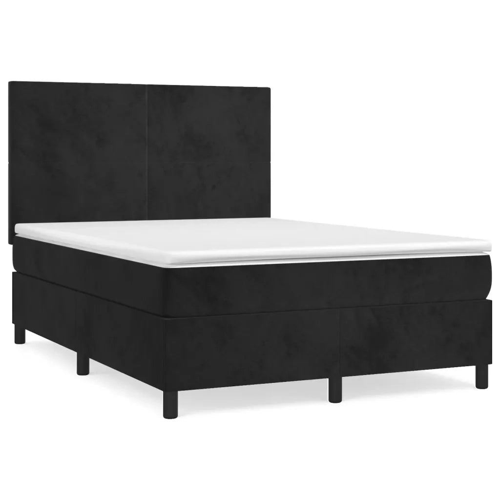 Giroletto a Molle con Materasso Nero 140x190 cm in Velluto 3142901