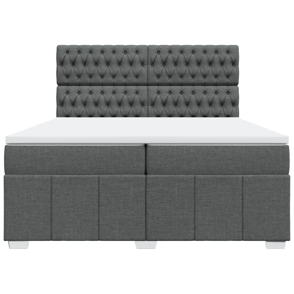 Giroletto a Molle con Materasso Grigio Scuro 200x200 cm Tessuto