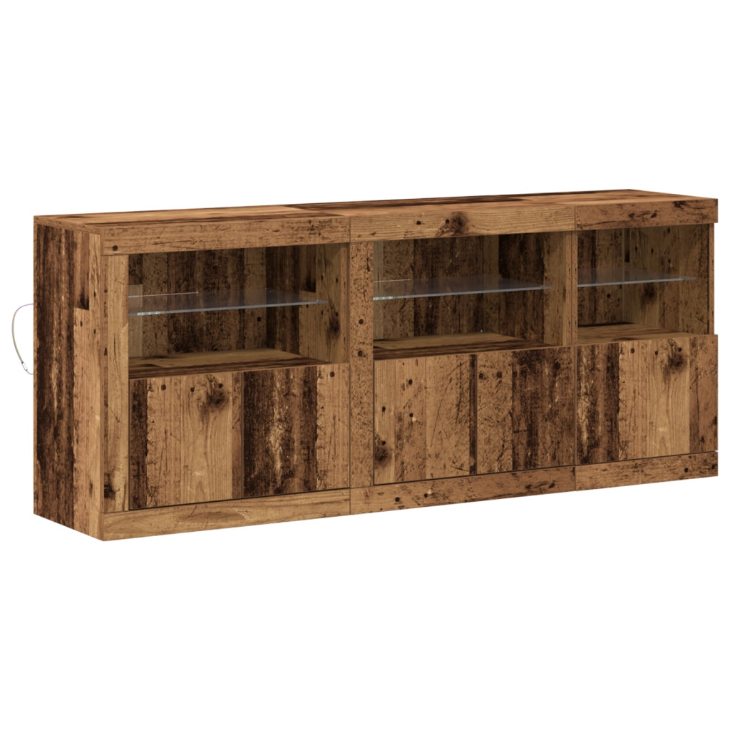 Credenza con luci LED Legno vecchio 162x37x67 cm Legno ingegnerizzato