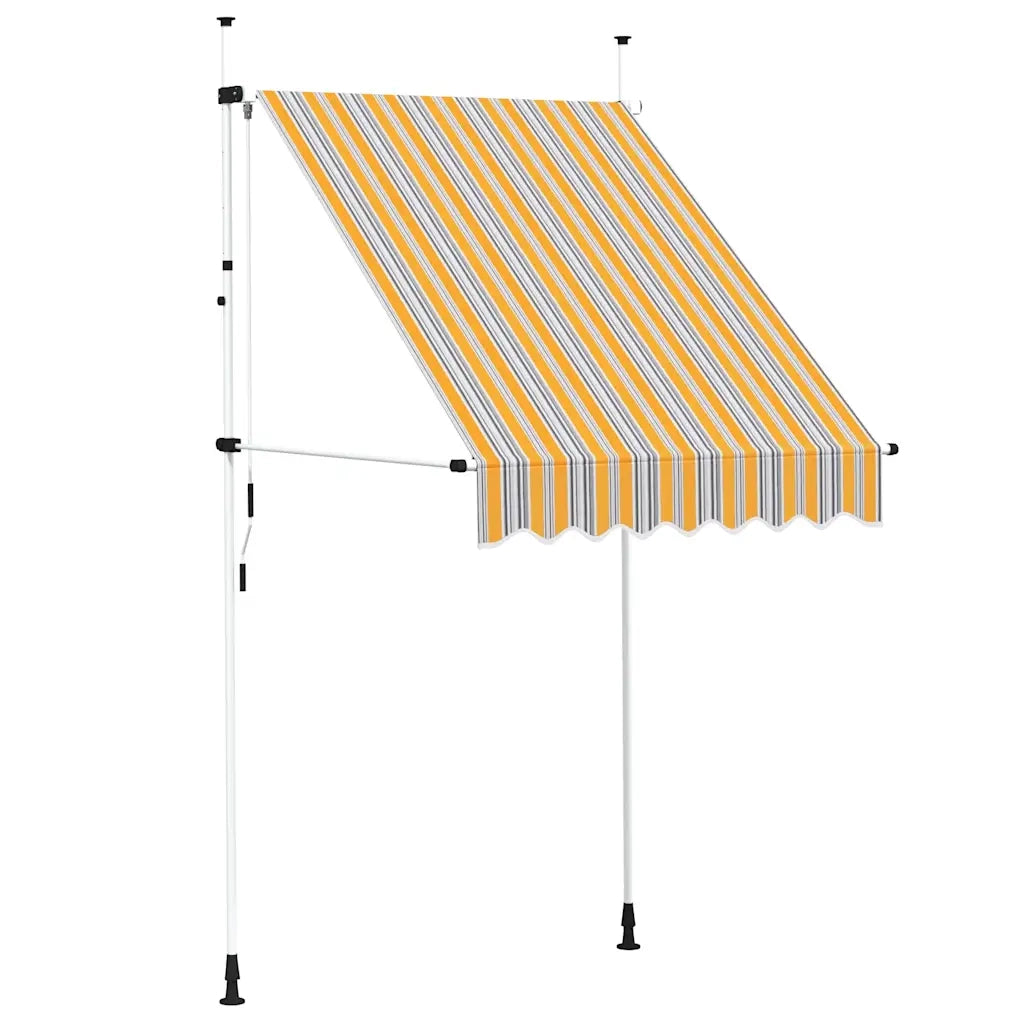 Tenda da Sole Retrattile Manuale-Tenda parasole per Patio 150 cm a Strisce Blu e Gialle