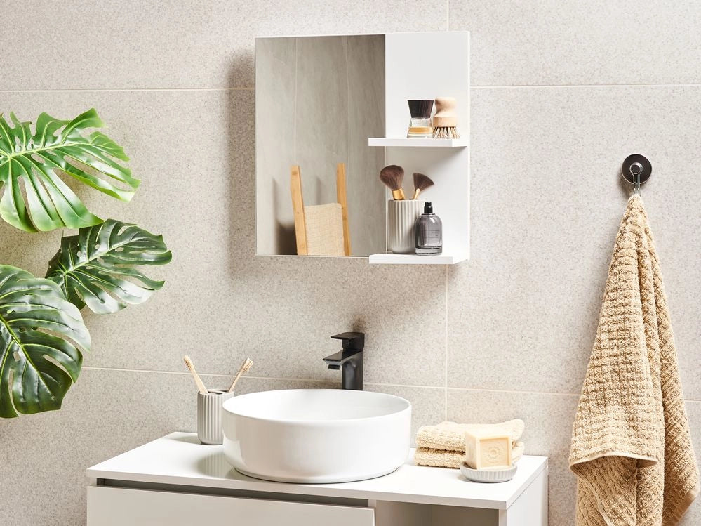 Specchio da parete per bagno con mensole Bianco stile moderno da bagno