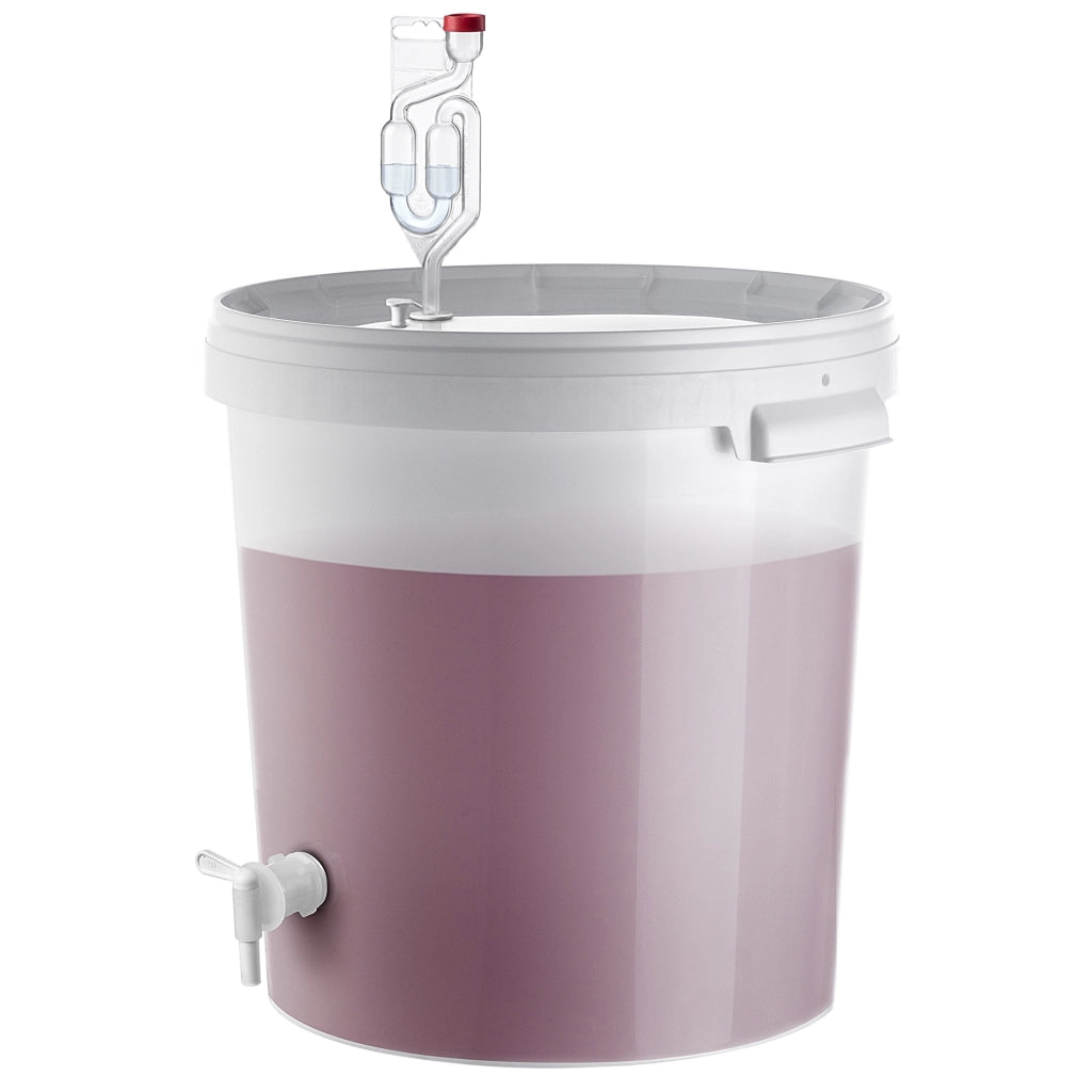 Set di contenitori per fermentazione KADAX da 33 litri per vino e liquori, completo di rubinetto, tubo e tappo.