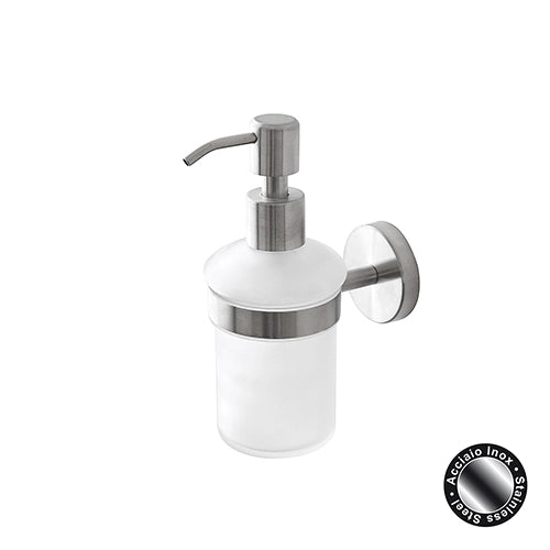 Dispenser sapone da parete in acciaio satinato e vetro Linea City Feridras