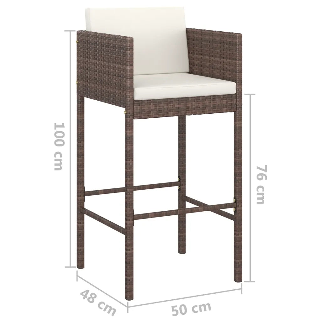 Sgabelli da Bar con Cuscini 2 pz Marroni in Polyrattan 316656