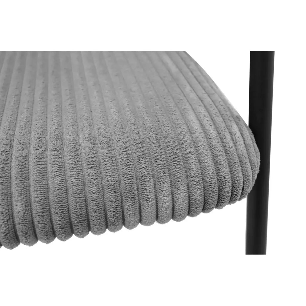 Sedia da pranzo IMANY – Velluto a coste grigio scuro – Braccioli – Piedi in metallo nero – Stile design / industriale