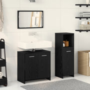 Set mobili bagno 3 pezzi Rovere nero Legno ingegnerizzato