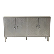 Credenza con 4 Ante e Gambe in Pino; Maniglie in Lega di Zinco; Stile Contemporaneo; in MDF; 152??40??82;5 cm; Champagne