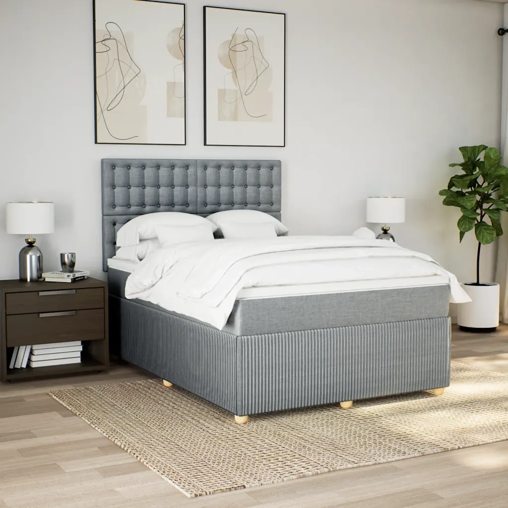 Giroletto a Molle con Materasso Grigio Chiaro 160x200cm Tessuto