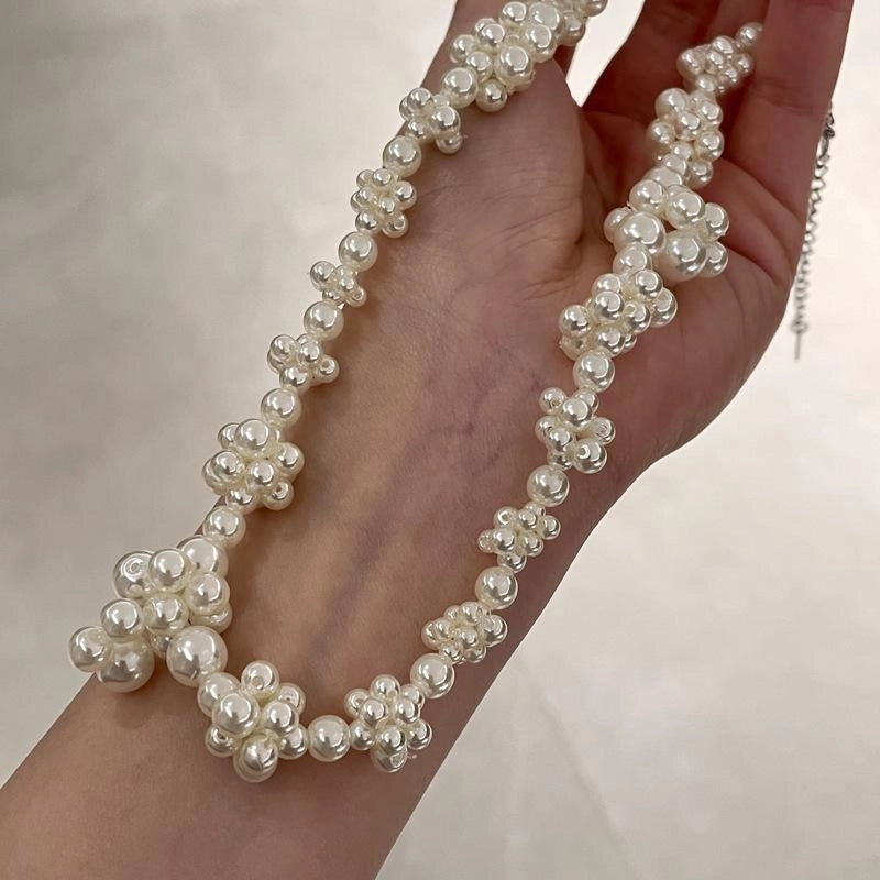 Collana irregolare con perle, tessuta a mano, regalo di Natale o di compleanno.